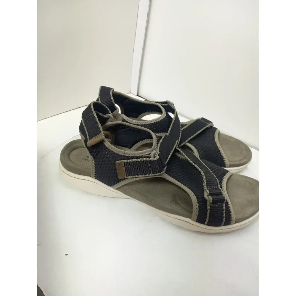 Clarks Womens Size 11 Amanda Stroll Flat Sandals Black Olive Outdoor Open Toe